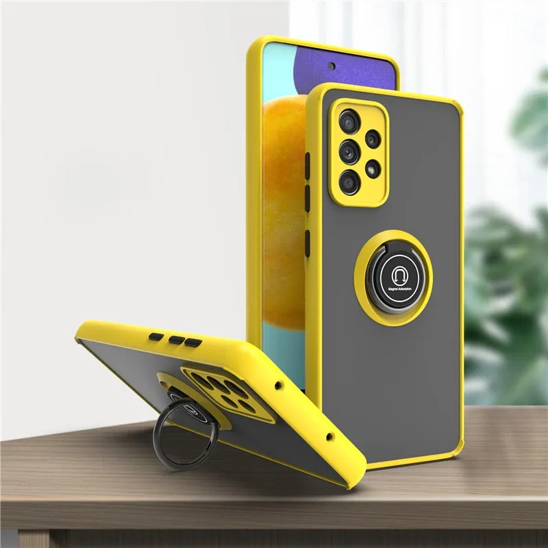 Shockproof Magnetic Case For Samsung With Ring Holder Kickstand