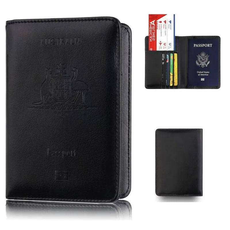 Slim Leather Travel Passport Wallet Holder Rfid Blocking Id Card Case Cover Au