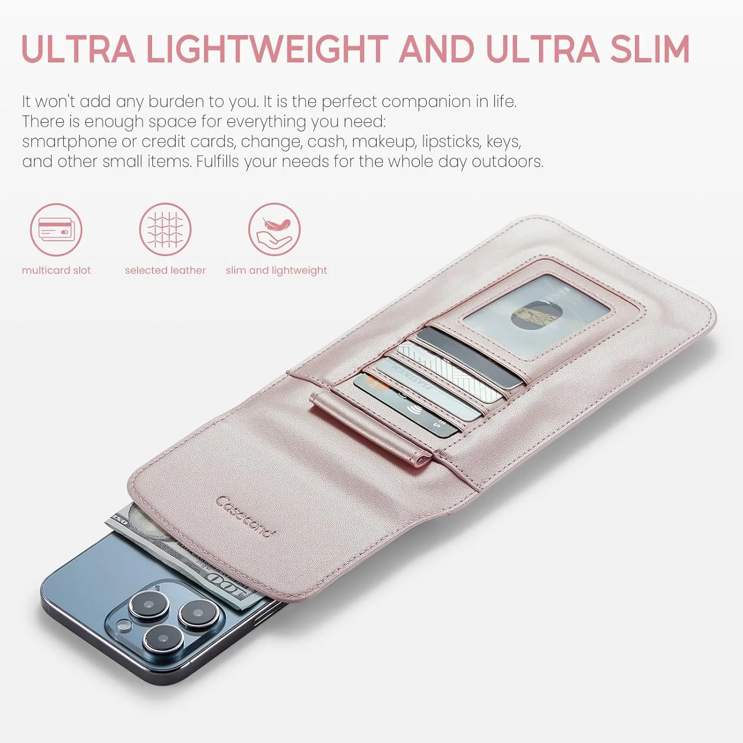 Small Crossbody Bag Cell Phone Purse for Women Men Leather Mini Shoulder Bag Wallet Case with Card Holder Slot Lanyard for All Smartphone iPhone 15 14 Samsung Google Moto up to 7.5" Rose Gold