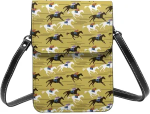 Small Crossbody Bags for Women, Leather Horsemen In Horseraces Cell Phone Cross Body Bag Wallet Purses