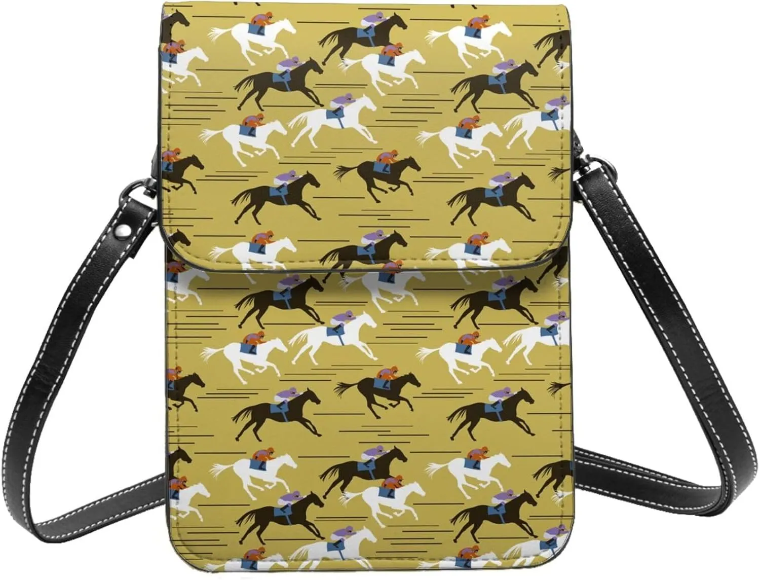 Small Crossbody Bags for Women, Leather Horsemen In Horseraces Cell Phone Cross Body Bag Wallet Purses