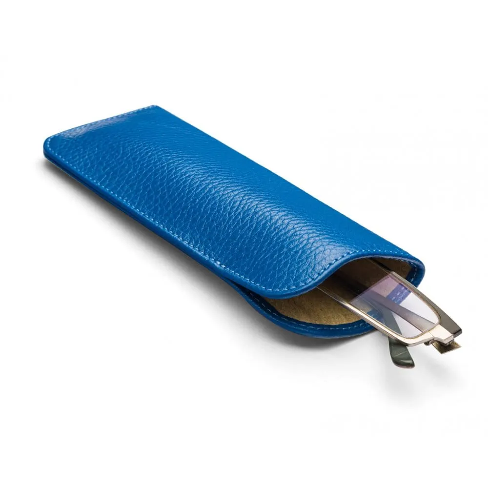 Small Leather Glasses Case - Cobalt