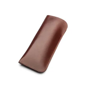 Small Leather Glasses Case - Dark Tan