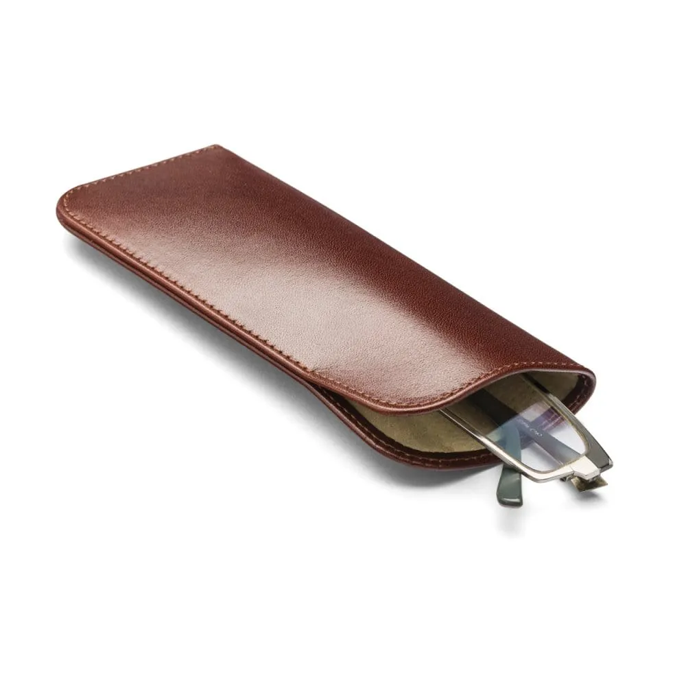Small Leather Glasses Case - Dark Tan