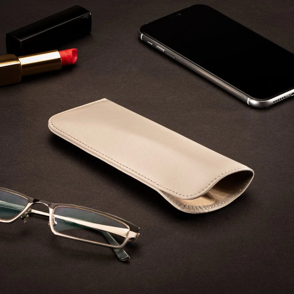 Small Leather Glasses Case - Soft Ivory