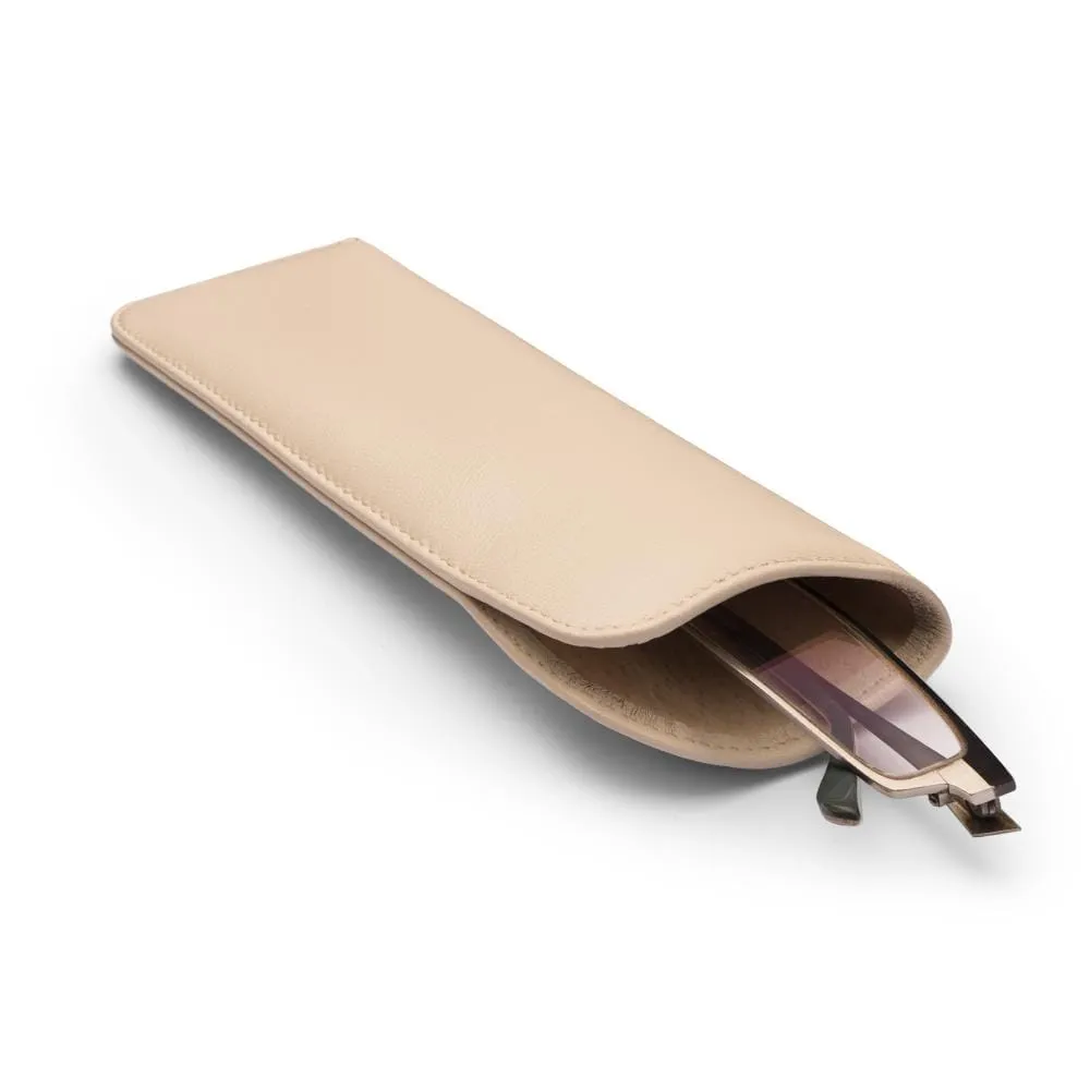 Small Leather Glasses Case - Soft Ivory