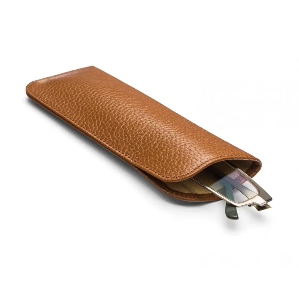 Small Leather Glasses Case - Tan