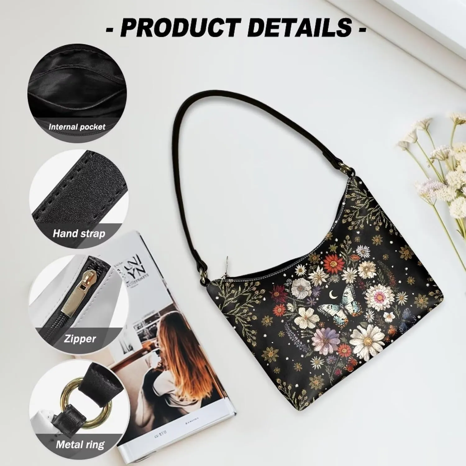 Small Underarm Crossbody bag with Zipper Closure for Women Dating Party