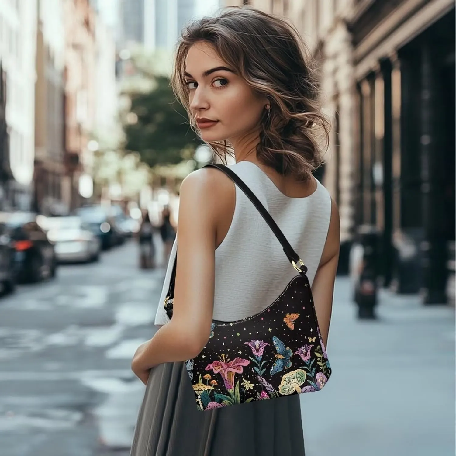 Small Underarm Crossbody bag with Zipper Closure for Women Dating Party