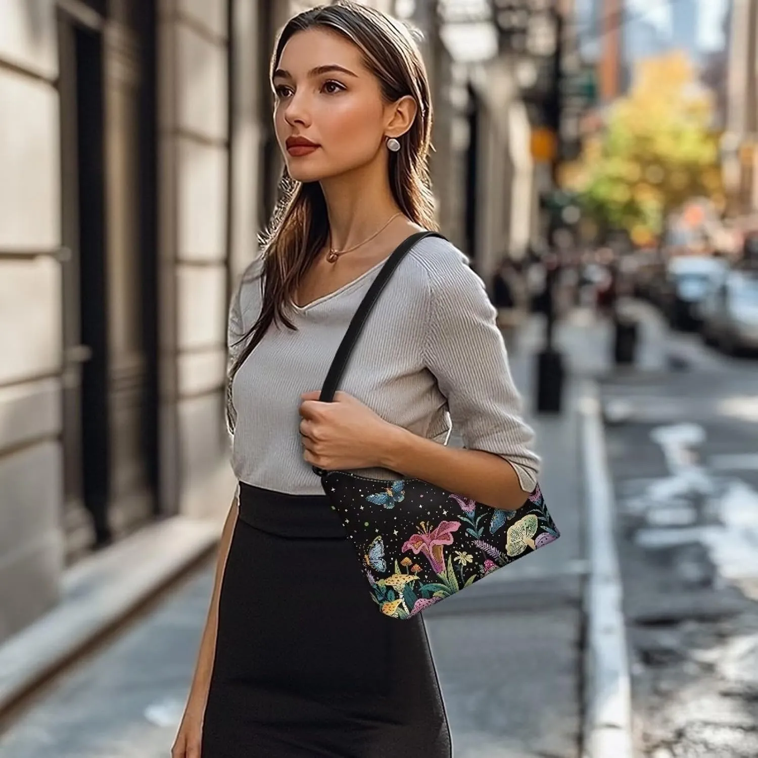 Small Underarm Crossbody bag with Zipper Closure for Women Dating Party