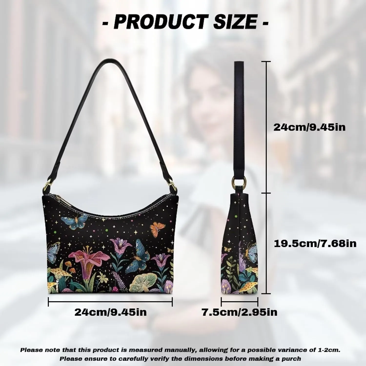 Small Underarm Crossbody bag with Zipper Closure for Women Dating Party