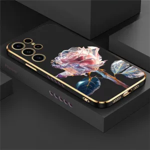 Soft Silicone Luxury Rose Flower Shockproof Case For Samsung Galaxy