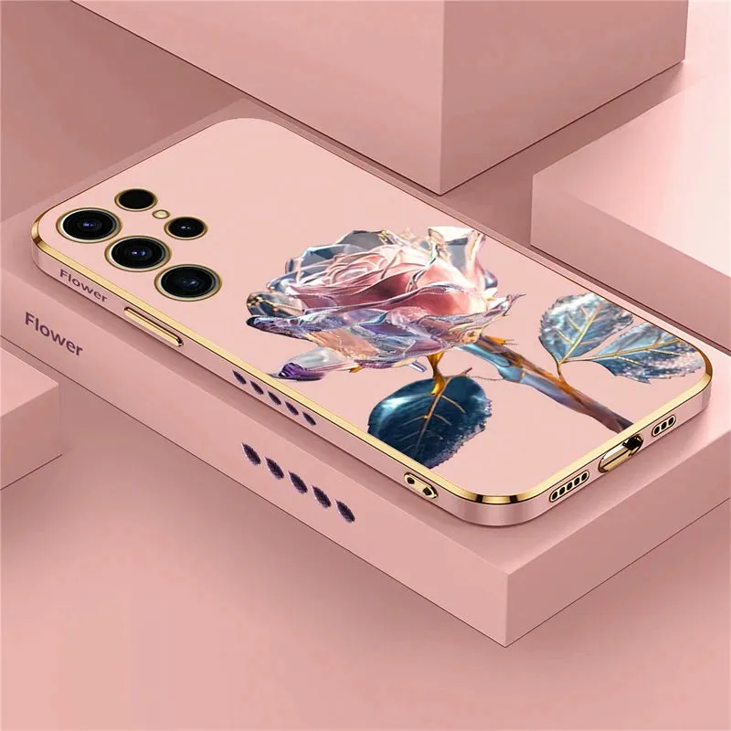 Soft Silicone Luxury Rose Flower Shockproof Case For Samsung Galaxy