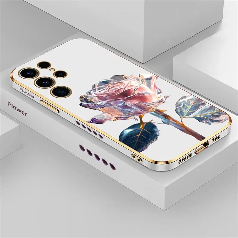 Soft Silicone Luxury Rose Flower Shockproof Case For Samsung Galaxy