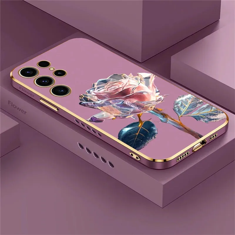 Soft Silicone Luxury Rose Flower Shockproof Case For Samsung Galaxy