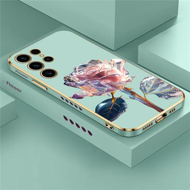 Soft Silicone Luxury Rose Flower Shockproof Case For Samsung Galaxy