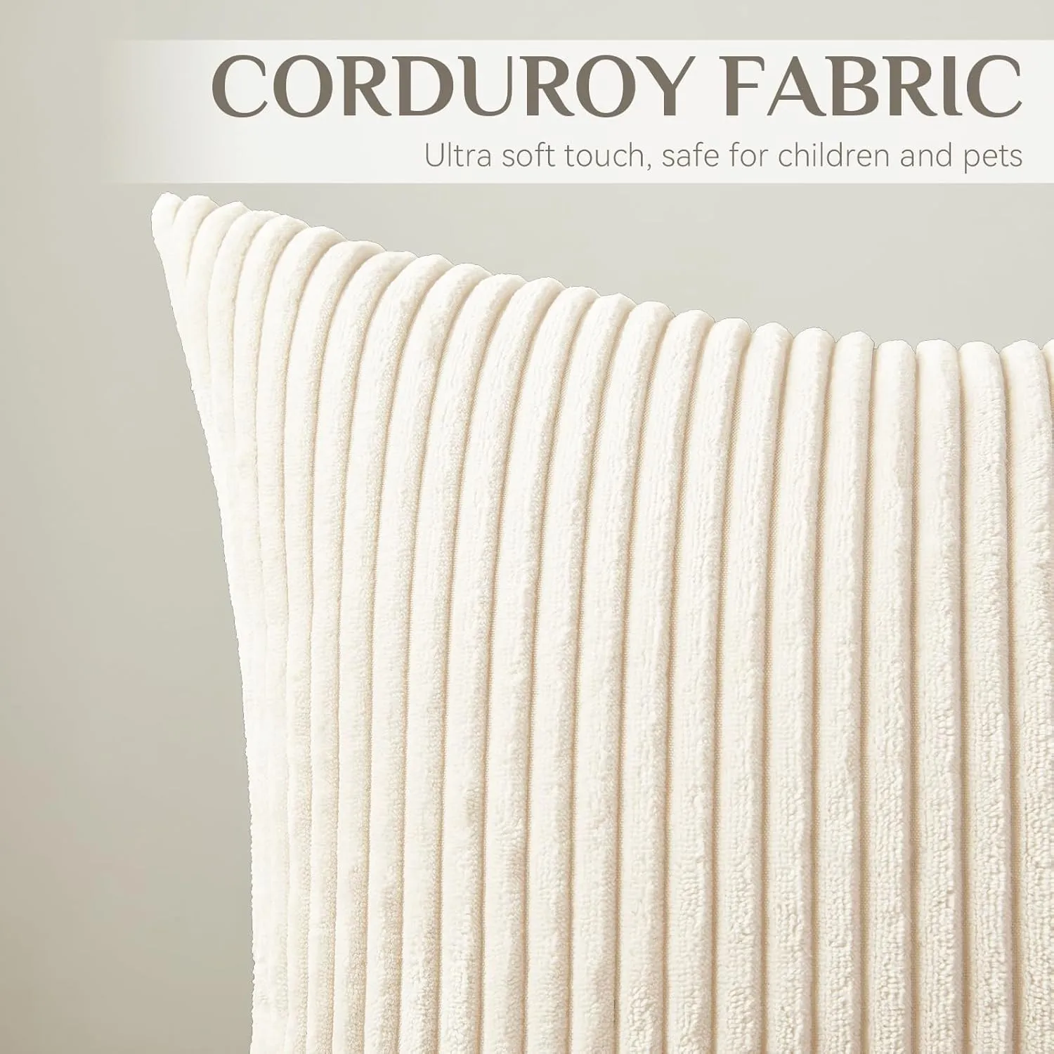 Softalker Decorative Throw Pillow Covers 16 x 16, Set of 4, Soft Corduroy Solid Striped Pillow Cover, Modern Decor Cushion Pillow Cases for Couch Sofa Bedroom Living Room, Caramel
