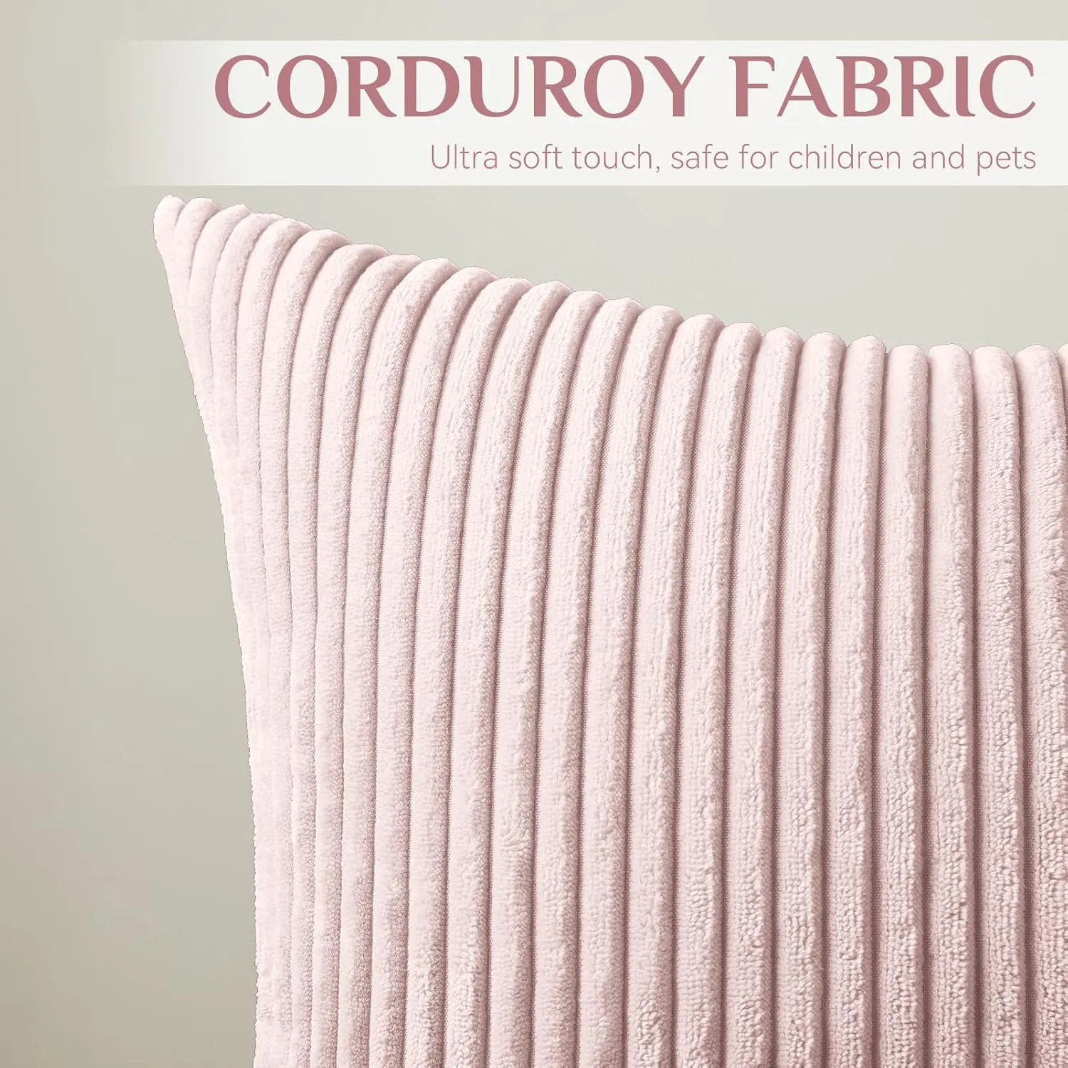 Softalker Decorative Throw Pillow Covers 18 x 18, Set of 4, Soft Corduroy Solid Striped Pillow Cover, Modern Decor Cushion Pillow Cases for Couch Sofa Bedroom Living Room, Gradient Pink