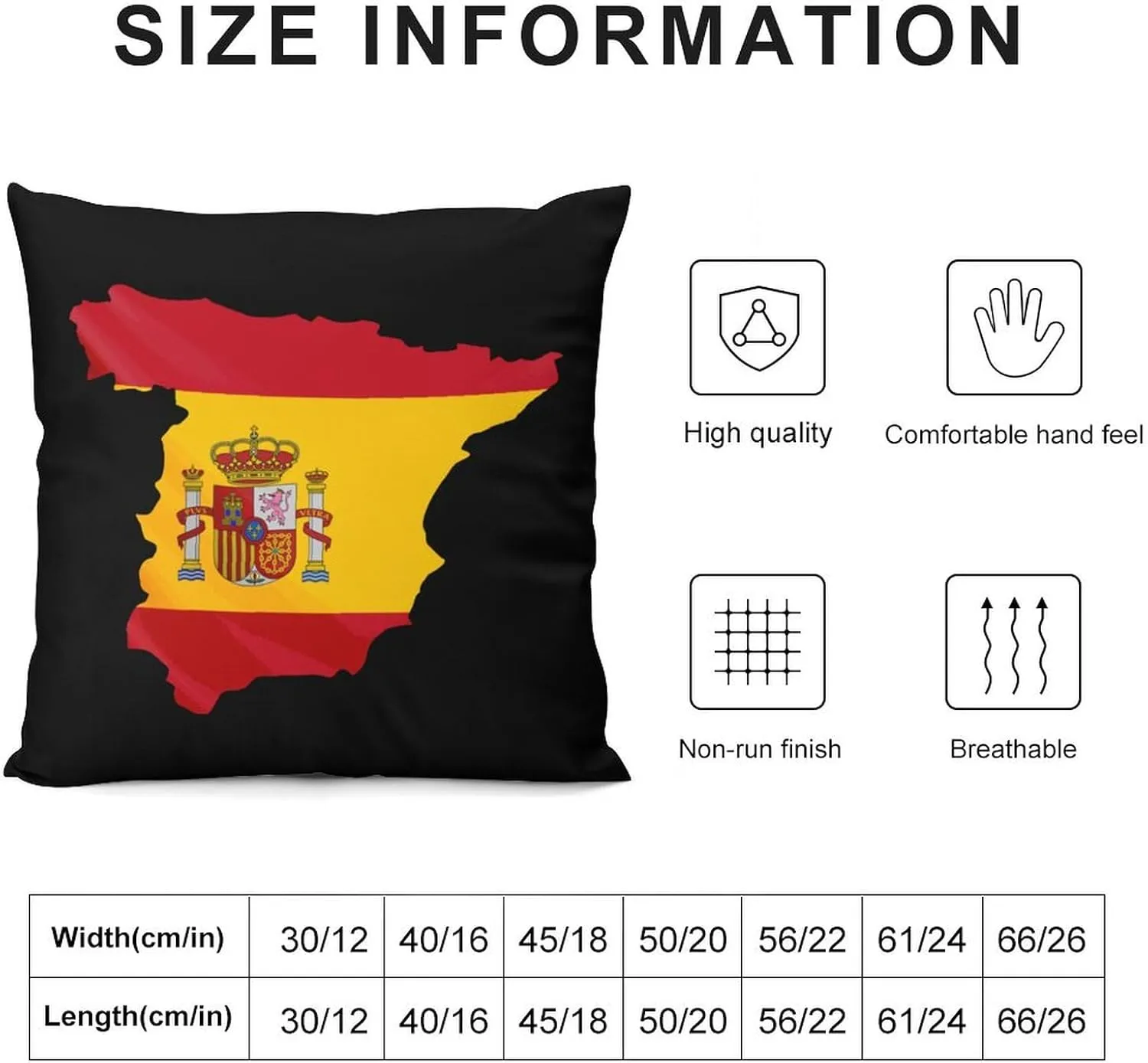 Spain Flag Map Plush Pillow Cases Soft Pillow Covers Smooth Cushion Covers for Sofa Bed Set of 4 16 "x16