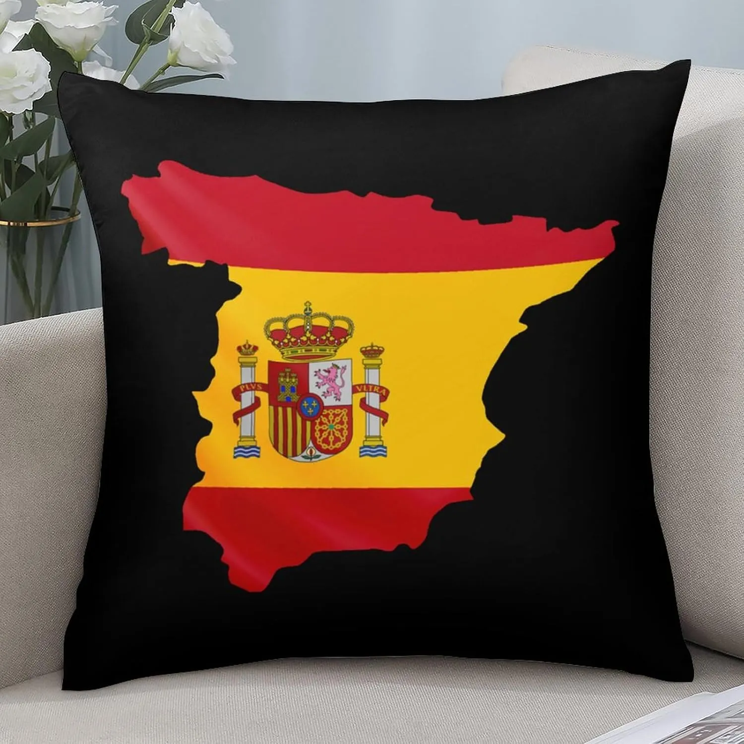 Spain Flag Map Polyester Pillow Cases Soft Pillow Covers Smooth Cushion Covers for Sofa Bed Set of 4