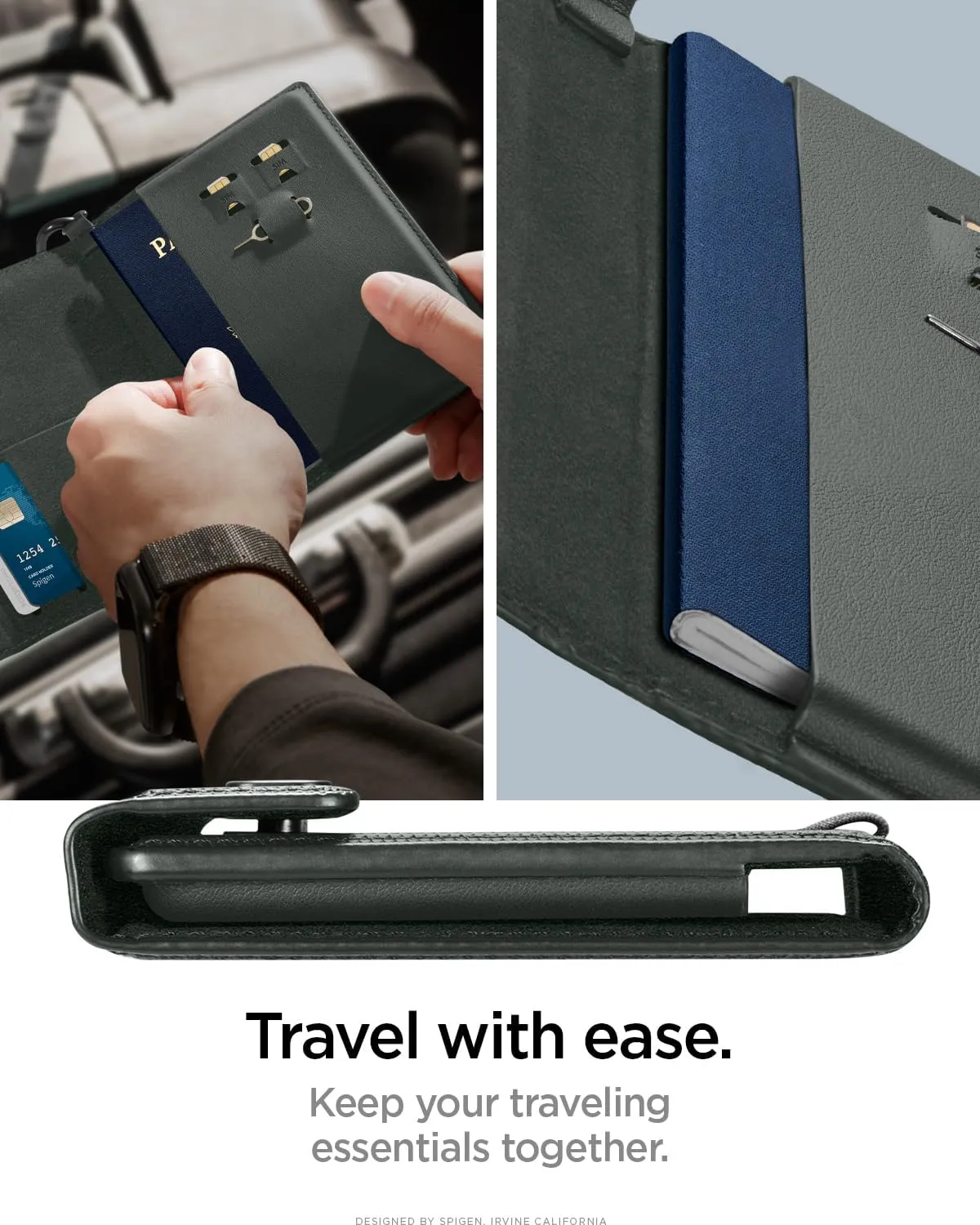Spigen Life Passport Card Cover Holder Wallet Travel Documents Organizer Protector Accessories with RFID Blocking Technology SIM Card Pin Included