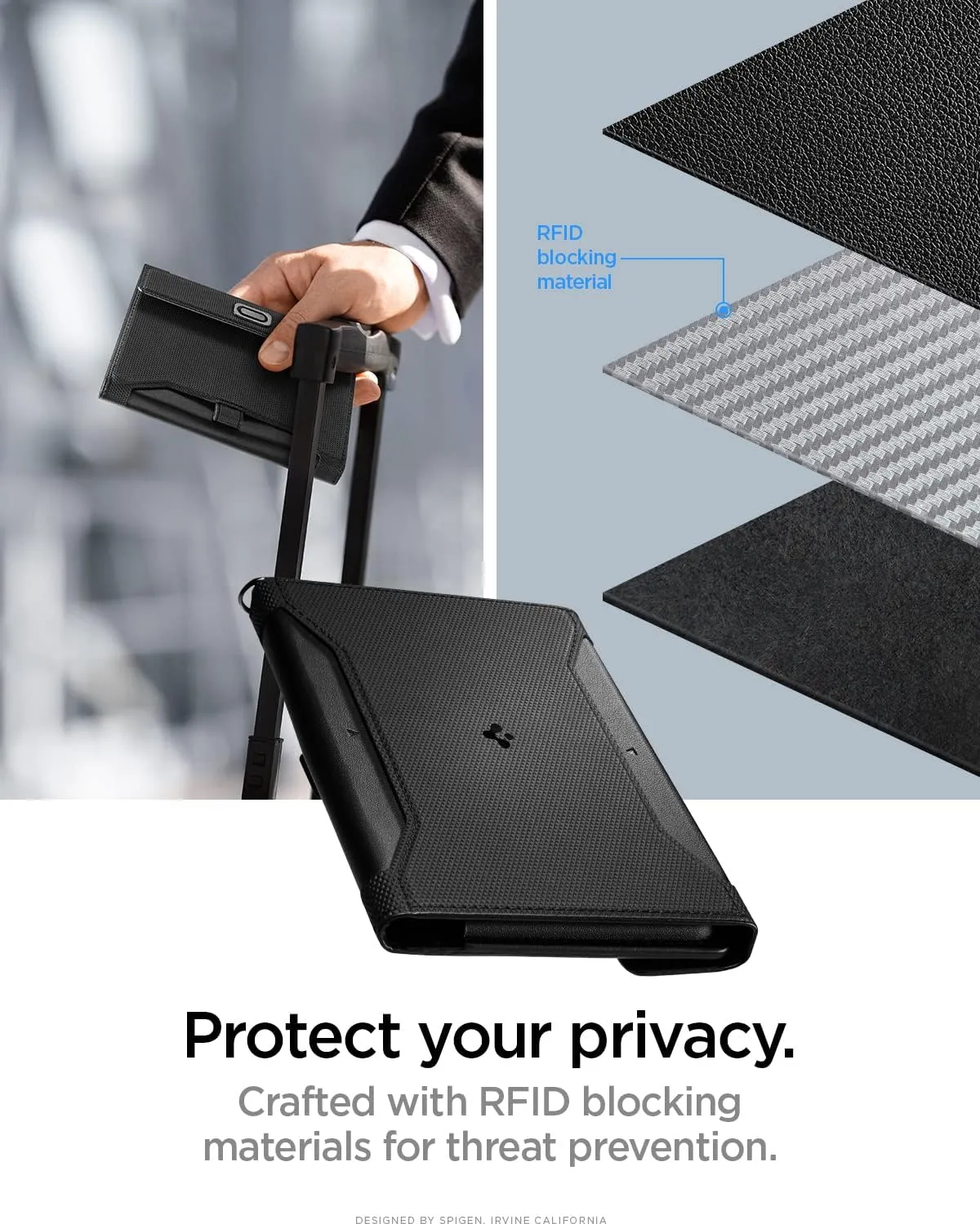 Spigen Life Passport Card Cover Holder Wallet Travel Documents Organizer Protector Accessories with RFID Blocking Technology SIM Card Pin Included
