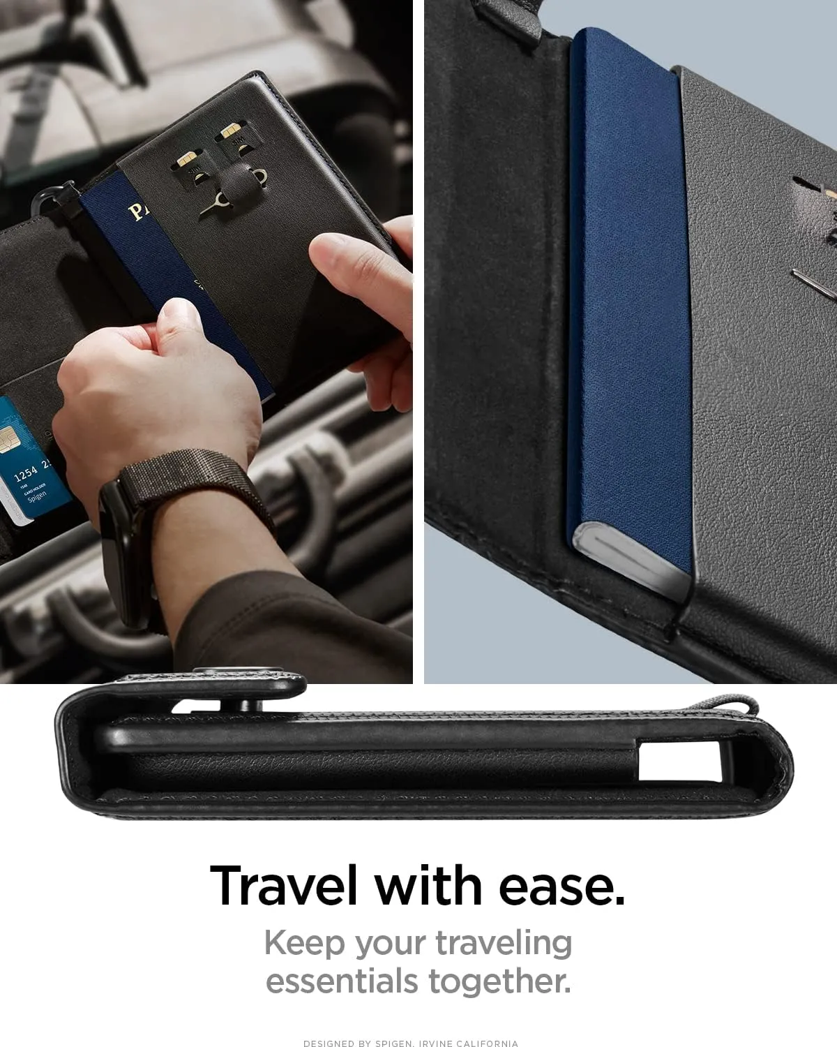 Spigen Life Passport Card Cover Holder Wallet Travel Documents Organizer Protector Accessories with RFID Blocking Technology SIM Card Pin Included