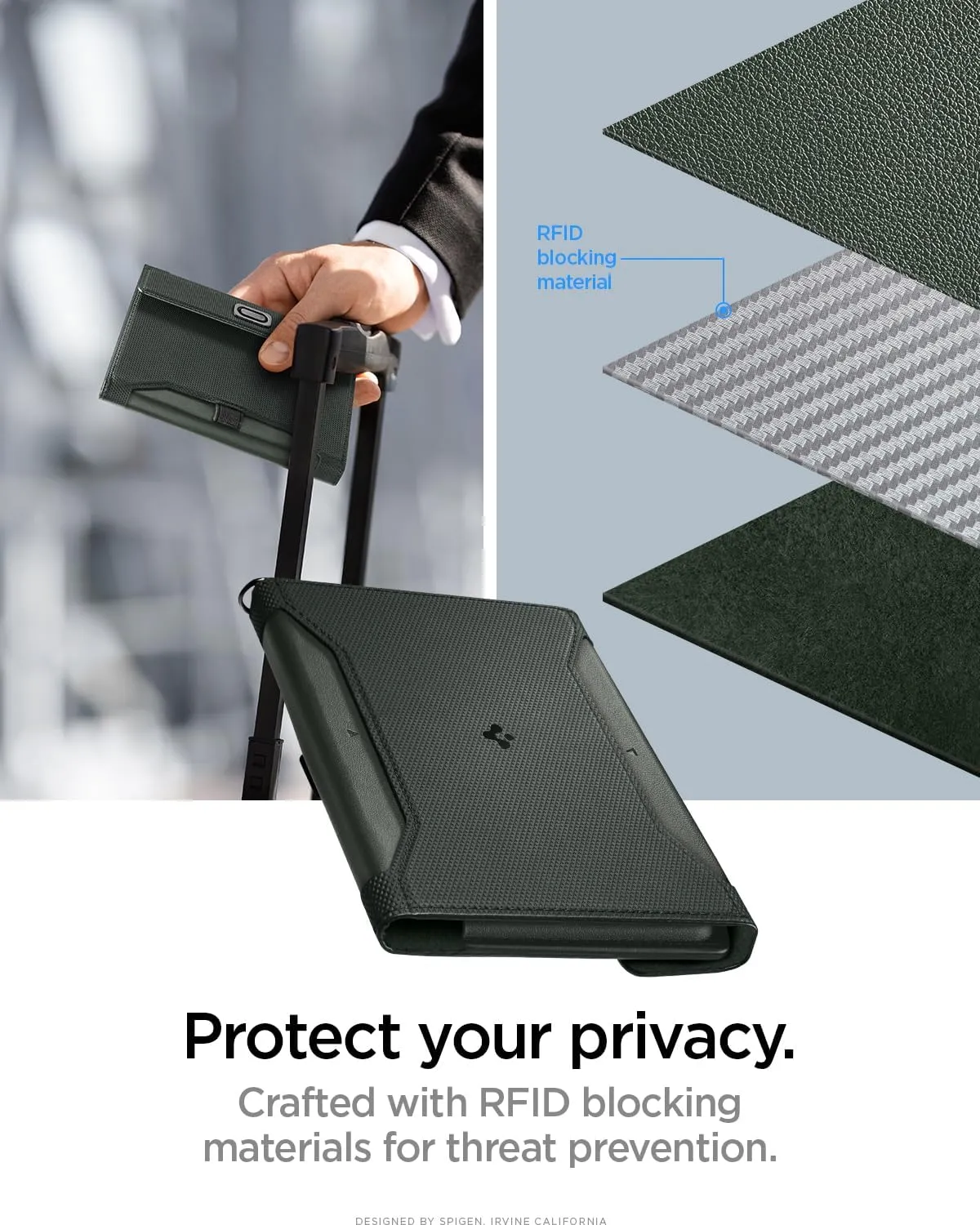 Spigen Life Passport Card Cover Holder Wallet Travel Documents Organizer Protector Accessories with RFID Blocking Technology SIM Card Pin Included