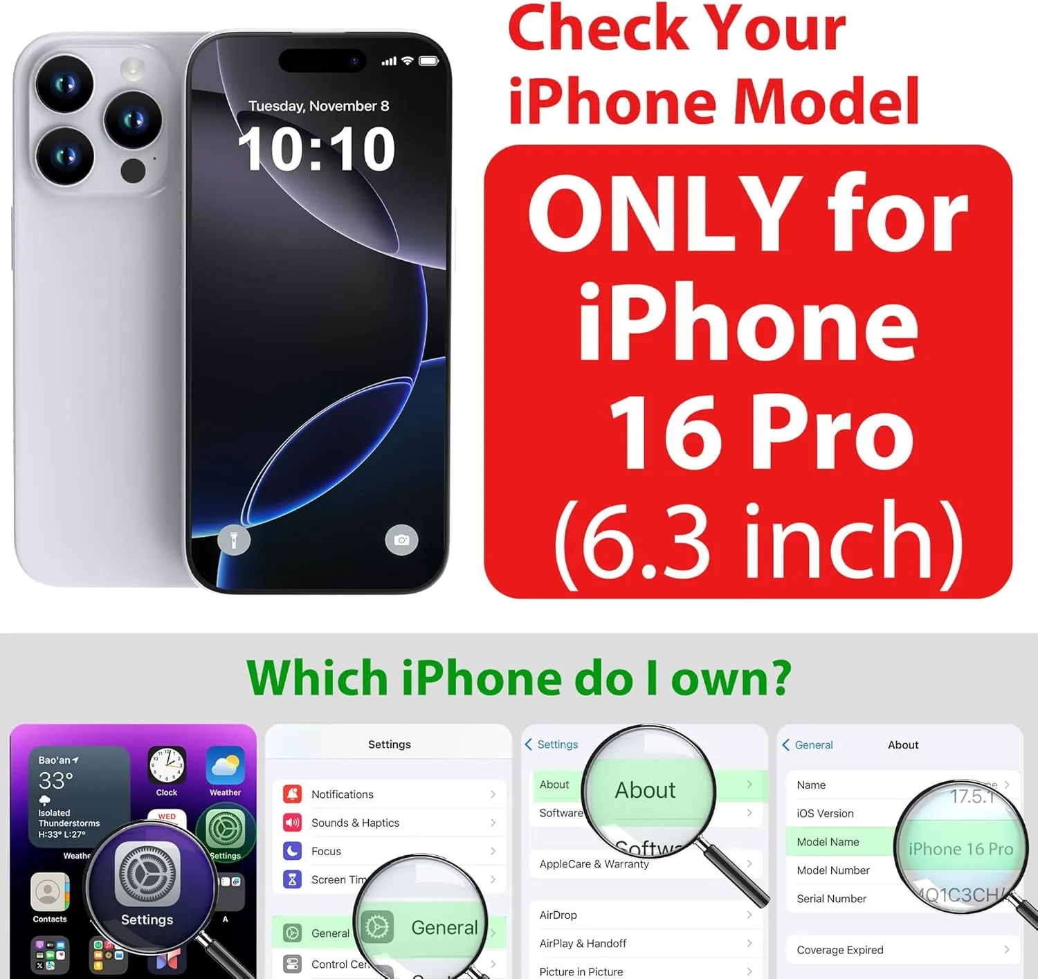 SPORTLINK for iPhone 16 Pro Waterproof Case - Shockproof Dustproof Case with Built-in Clear Screen Protector, Full Body Heavy Duty Sealed Protective Cover for iPhone 16 Pro Case 6.3 inches