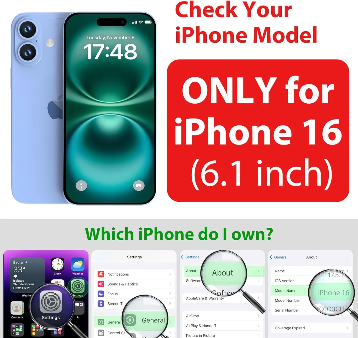 SPORTLINK for iPhone 16 Waterproof Case - Shockproof Dustproof Case with Built-in Clear Screen Protector, Full Body Heavy Duty Sealed Protective Cover for iPhone 16 6.1"