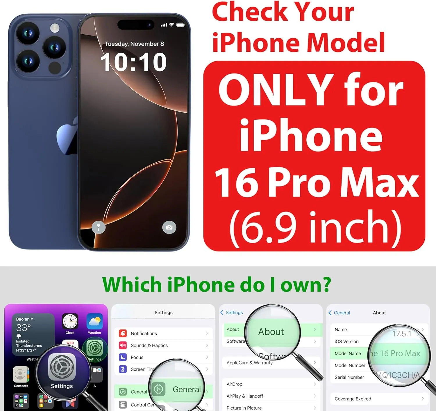 SPORTLINK Waterproof Case for iPhone 16 Pro Max, Shockproof Dustproof Built-in Screen Protector, Full Body Sealed Heavy Duty Protective Cover for iPhone 16 Pro Max 6.9 Inches Black
