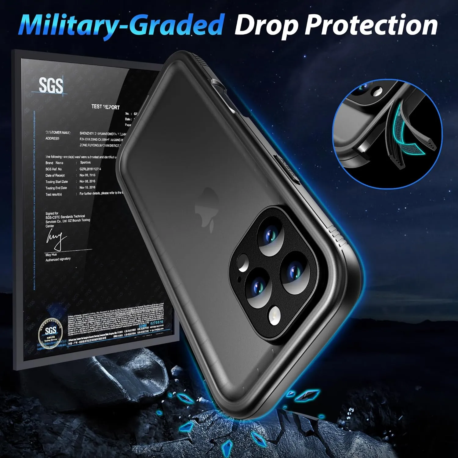 SPORTLINK Waterproof Case for iPhone 16 Pro Max, Shockproof Dustproof Built-in Screen Protector, Full Body Sealed Heavy Duty Protective Cover for iPhone 16 Pro Max 6.9 Inches Black