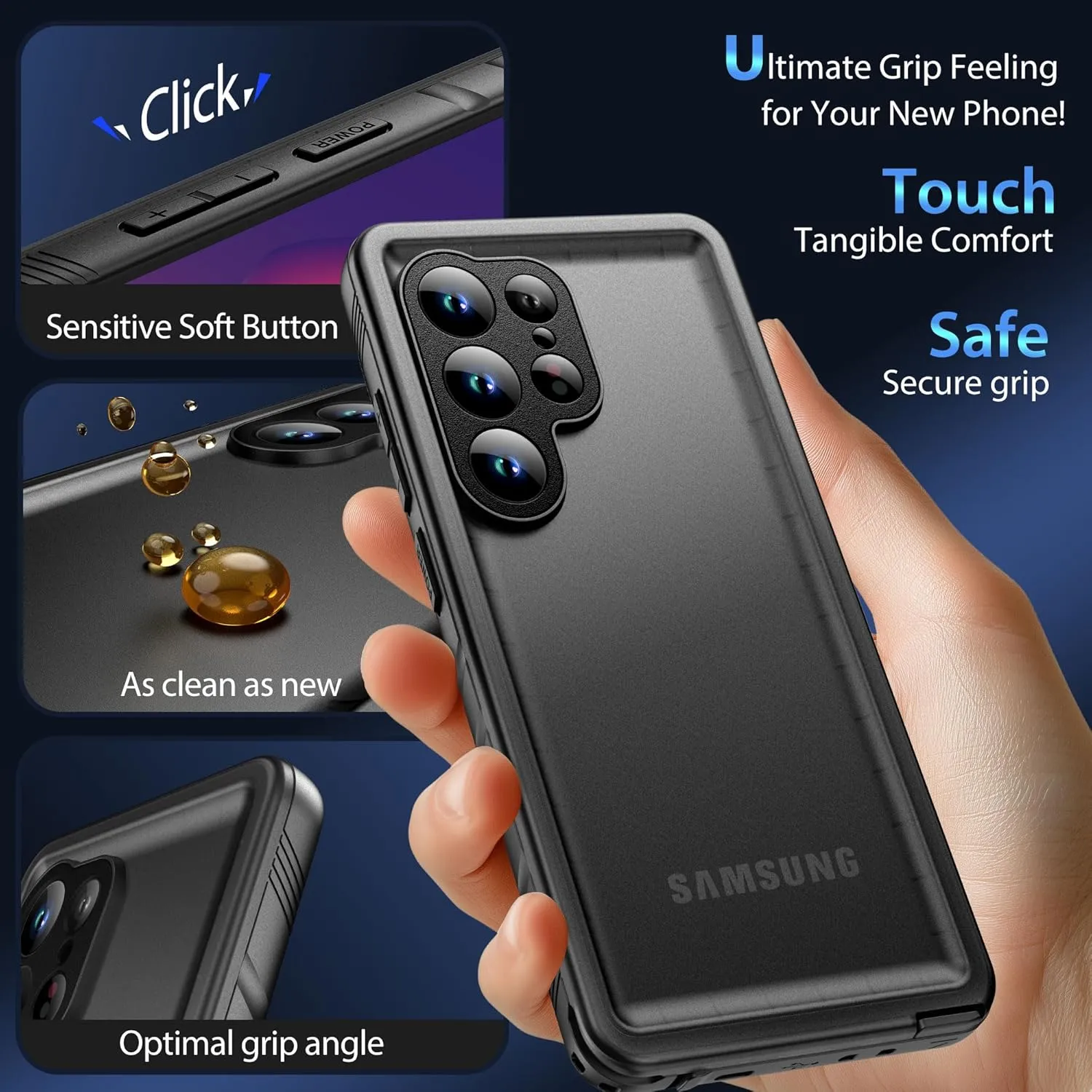 SPORTLINK Waterproof Case for Samsung Galaxy S25 Ultra, Shockproof Dustproof Built-in Screen Protector, Full Body Sealed Heavy Duty Protective Cover for Samsung Galaxy S25 Ultra 6.9’’ Black