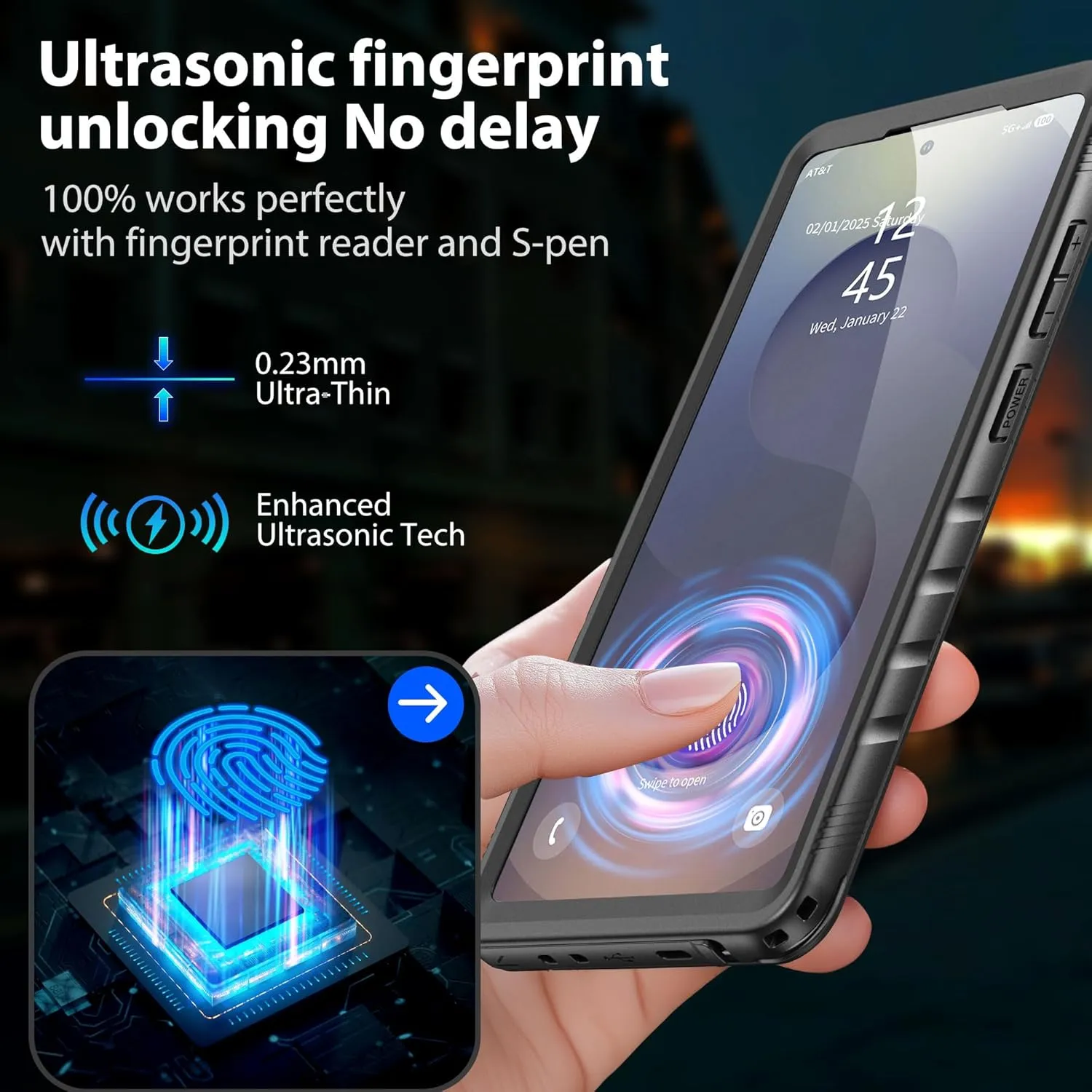 SPORTLINK Waterproof Case for Samsung Galaxy S25 Ultra, Shockproof Dustproof Built-in Screen Protector, Full Body Sealed Heavy Duty Protective Cover for Samsung Galaxy S25 Ultra 6.9’’ Black