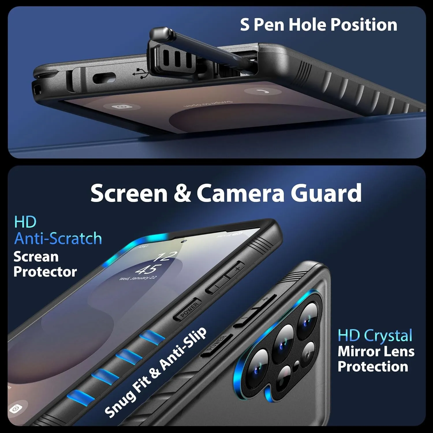 SPORTLINK Waterproof Case for Samsung Galaxy S25 Ultra, Shockproof Dustproof Built-in Screen Protector, Full Body Sealed Heavy Duty Protective Cover for Samsung Galaxy S25 Ultra 6.9’’ Black