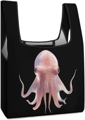 Squid Novelty Reusable Grocery Bag Fold-able Shopping Bags Washable Tote Lightweight Storage Pouch with Handle
