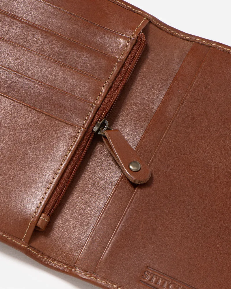 Stitch & Hide Leather Atlas Passport Holder Travel Wallet - CLASSIC COLLECTION - Maple Brown