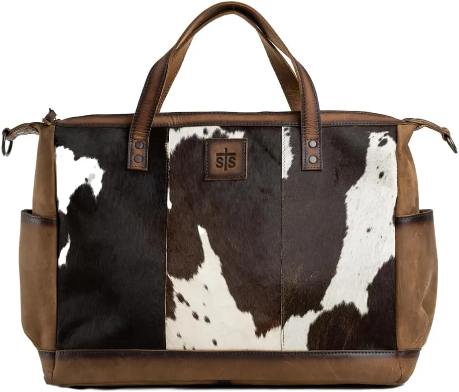 STS Ranchwear Womens Amelia Distressed Brown Cowhide Tote Bag