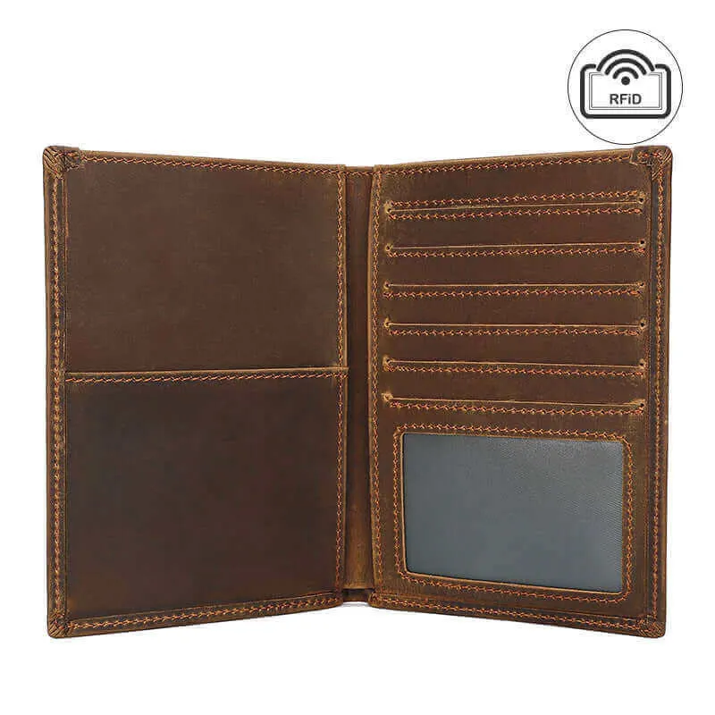 Stylish Crazy Horse Leather RFID Passport Holder - Passport Wallet NZ