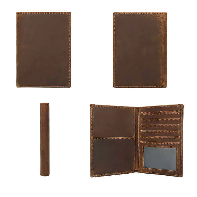 Stylish Crazy Horse Leather RFID Passport Holder - Passport Wallet NZ