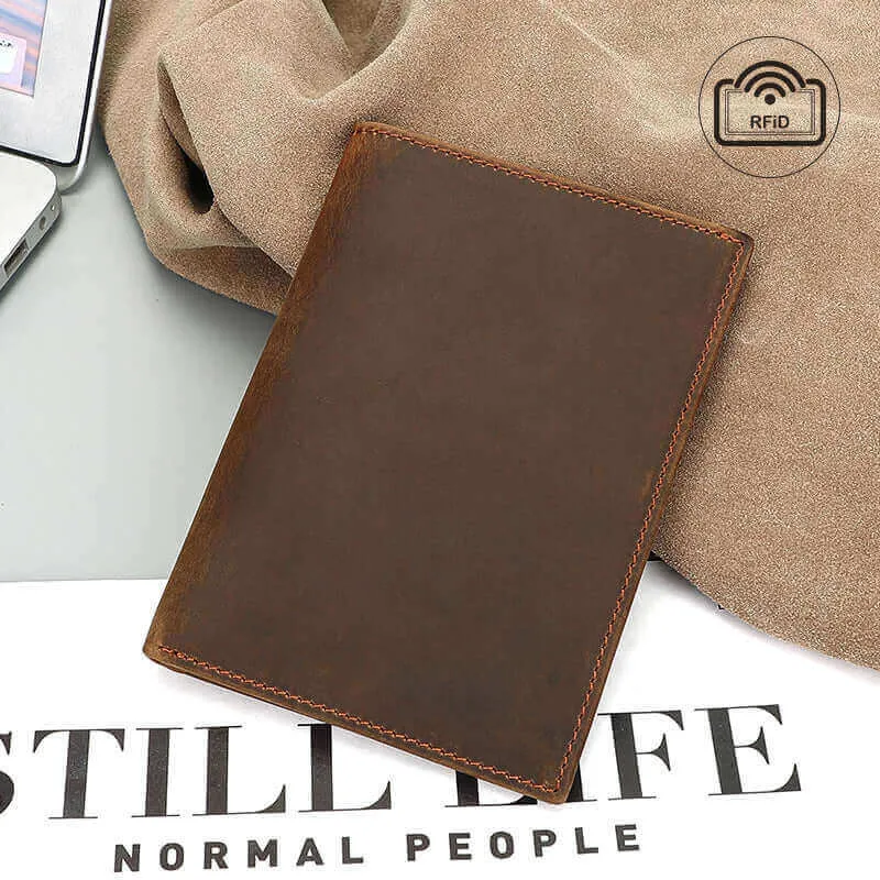 Stylish Crazy Horse Leather RFID Passport Holder - Passport Wallet NZ