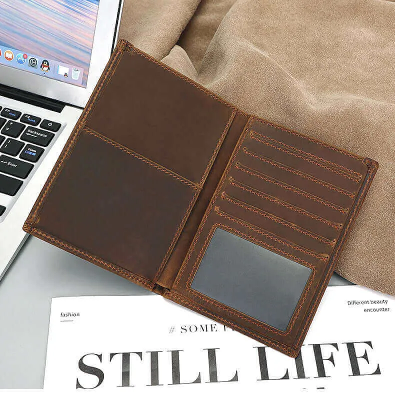 Stylish Crazy Horse Leather RFID Passport Holder - Passport Wallet NZ