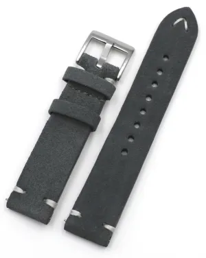 Suede Leather Watch Strap Band Brown Coffee Watchstrap Handmade Stitching Replacement Wristband for Men