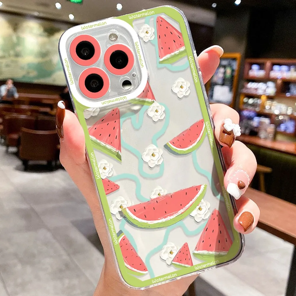 Summer Fruit Phone Case For iPhone 14 12 11 13 Pro Max X XR XS MAX 7 8 Plus SE 2020 Case Watermelon Grape Shockproof Clear Cover