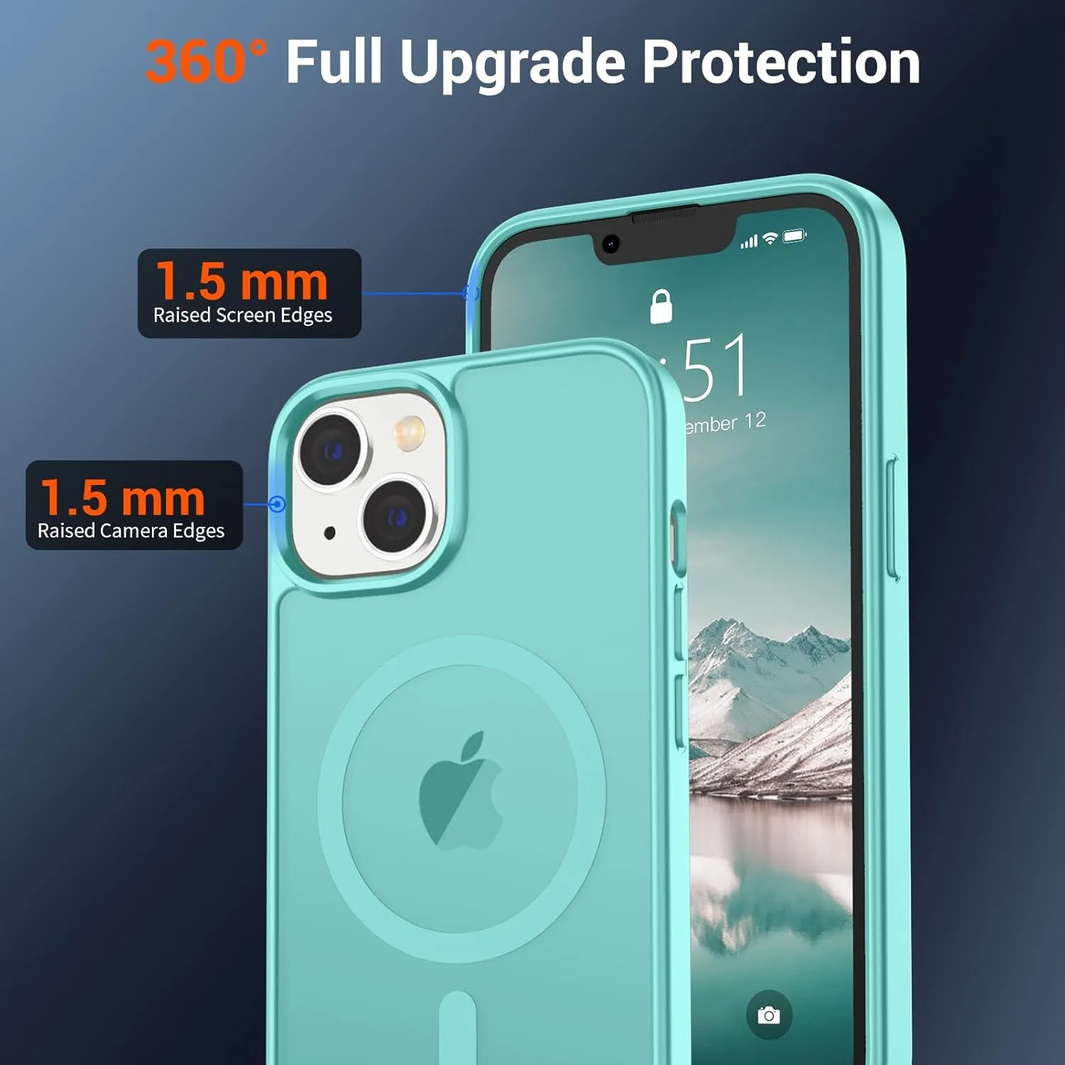 SUPFINE Magnetic for iPhone 14 Case & iPhone 13 Case (Compatible with MagSafe)(Military Grade Drop Protection) Slim Translucent Matte Shockproof Phone Cover,Blue Green