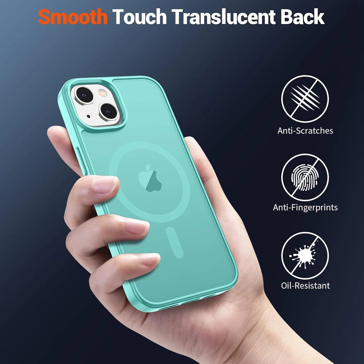 SUPFINE Magnetic for iPhone 14 Case & iPhone 13 Case (Compatible with MagSafe)(Military Grade Drop Protection) Slim Translucent Matte Shockproof Phone Cover,Blue Green