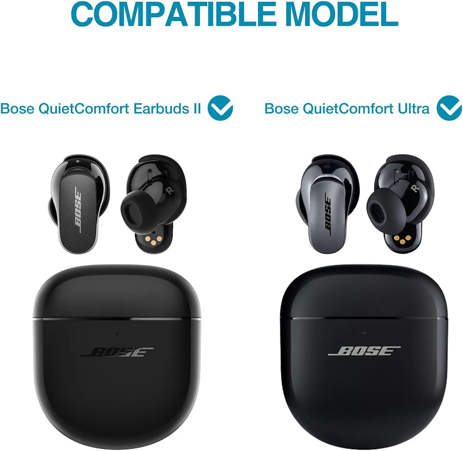 SURITCH Protective Cases for Bose QuietComfort Earbuds II 2022 / QuietComfort Ultra 2023, Shockproof Case Cover for Bose QC ii 2 Charging Case Accessories with Carabiner, Navy