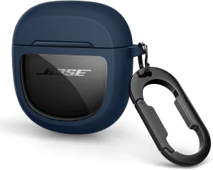 SURITCH Protective Cases for Bose QuietComfort Earbuds II 2022 / QuietComfort Ultra 2023, Shockproof Case Cover for Bose QC ii 2 Charging Case Accessories with Carabiner, Navy
