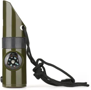 Survival Kit Whistle Multi-Functional Portable Emerncy Compass Magnifying Glass Flashlight Thermometer