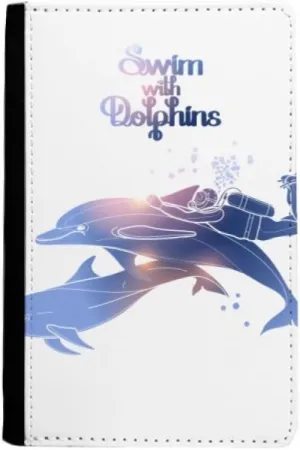 Swim With Dolphins Illustrate Passport Holder Notecase Burse Wallet Cover Card Purse